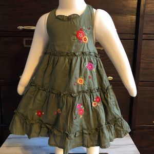 Gymboree Olive Green Ruffle Dress 6-12m